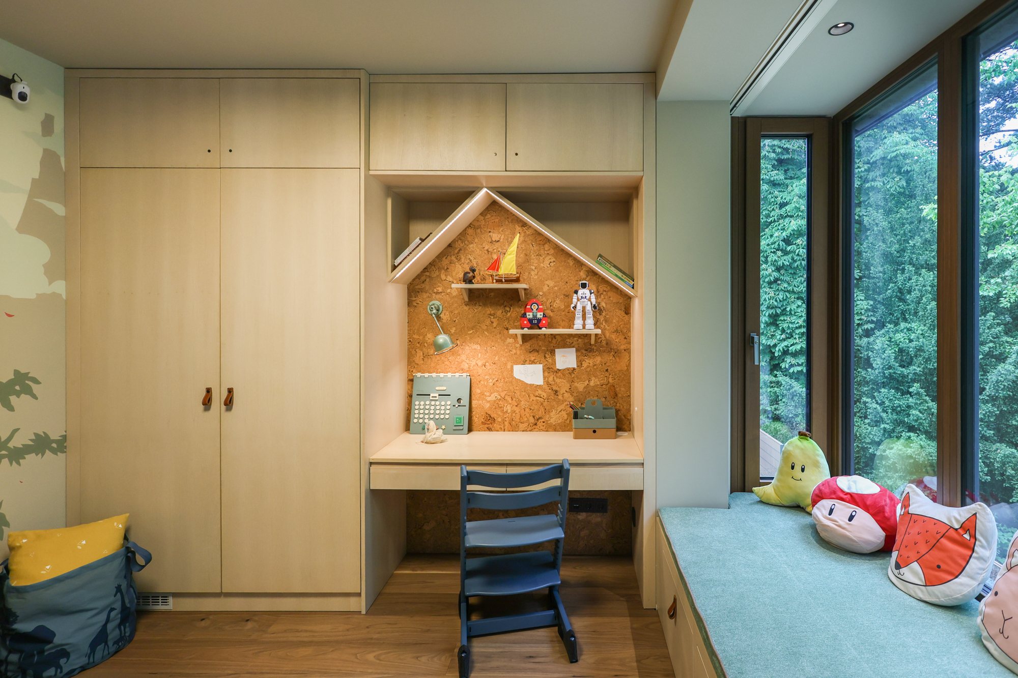 Room detail with layered textures in the villa