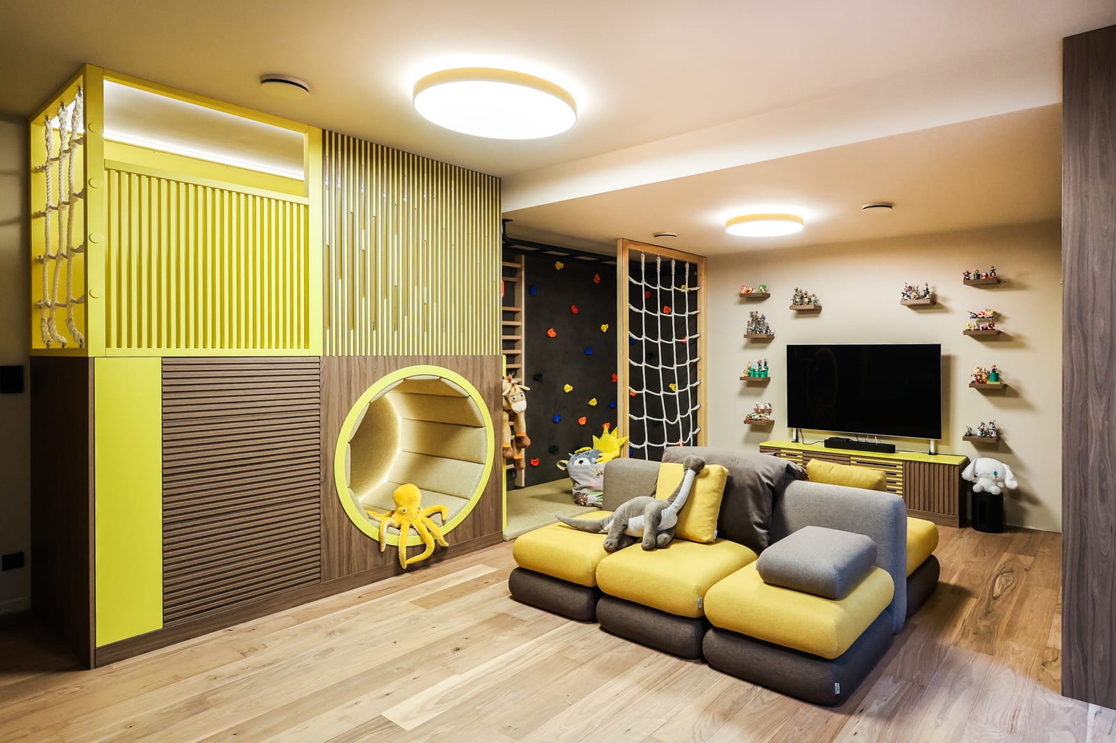 Vibrant multi-generational play and hobby room